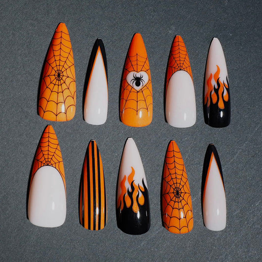 Flaming Web (Press-On Nail Set, 24pc, Stiletto)