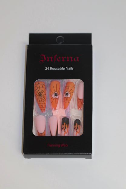 Flaming Web (Press-On Nail Set, 24pc, Stiletto)