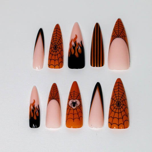 Flaming Web (Press-On Nail Set, 24pc, Stiletto)