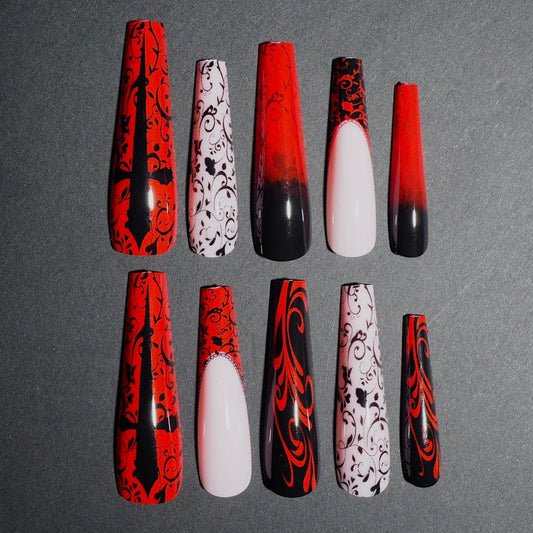 Floral Cross (Press-On Nail Set, 24pc, Stiletto)