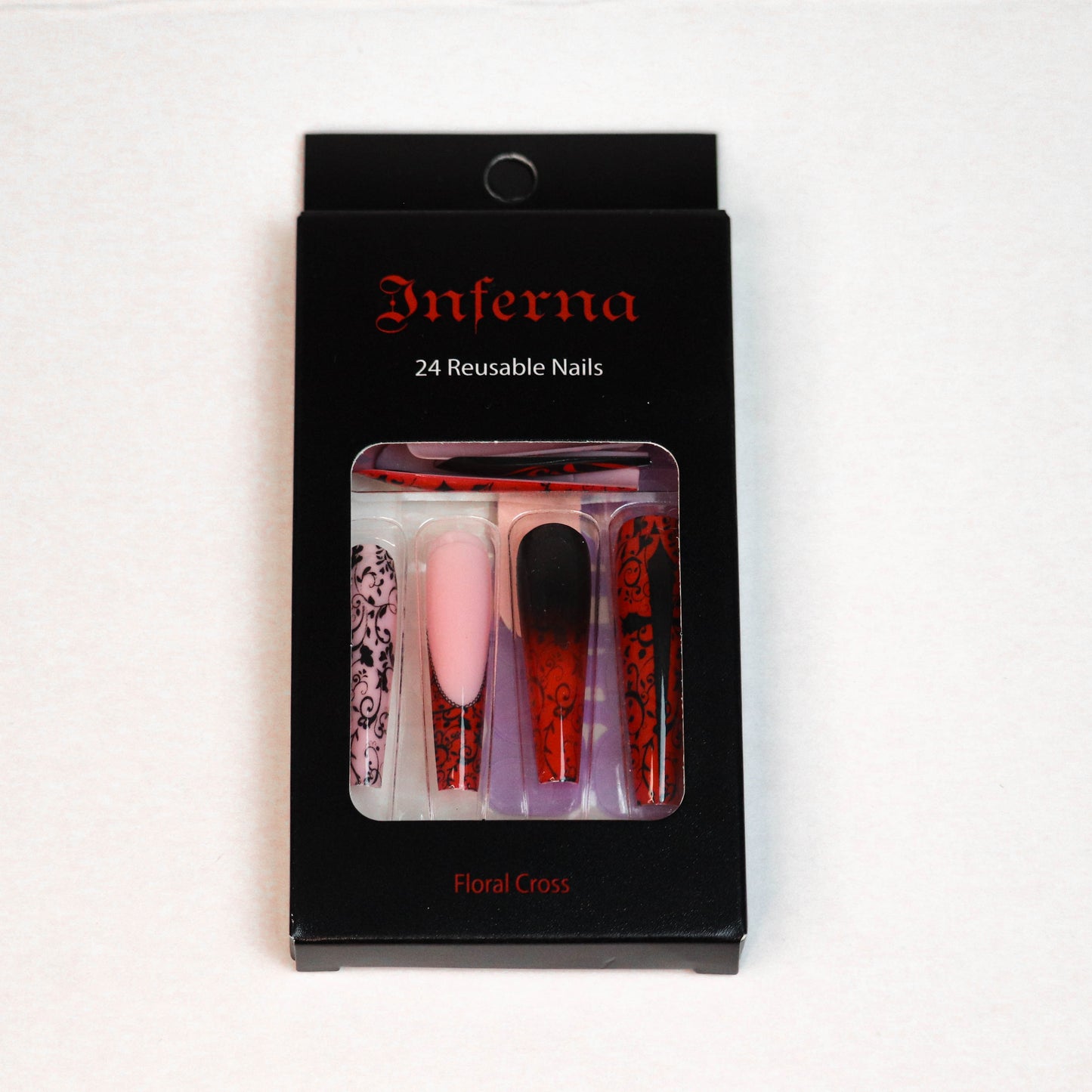 Floral Cross (Press-On Nail Set, 24pc, Stiletto)