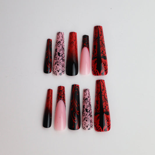 Floral Cross (Press-On Nail Set, 24pc, Stiletto)