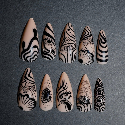We're All Mad Here (Press-On Nail Set, 24pc, Stiletto)