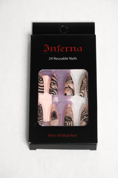 We're All Mad Here (Press-On Nail Set, 24pc, Stiletto)