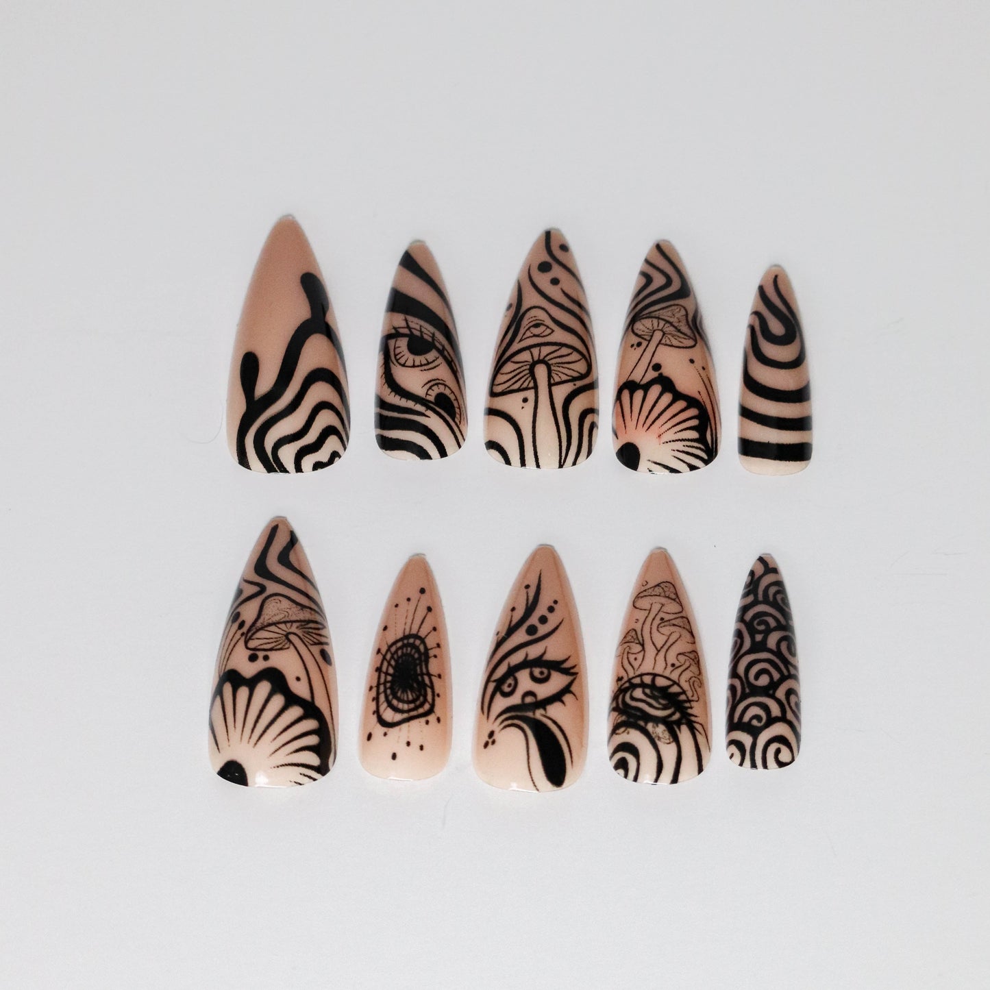 We're All Mad Here (Press-On Nail Set, 24pc, Stiletto)