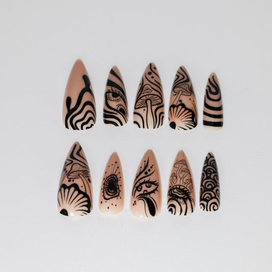 We're All Mad Here (Press-On Nail Set, 24pc, Stiletto)